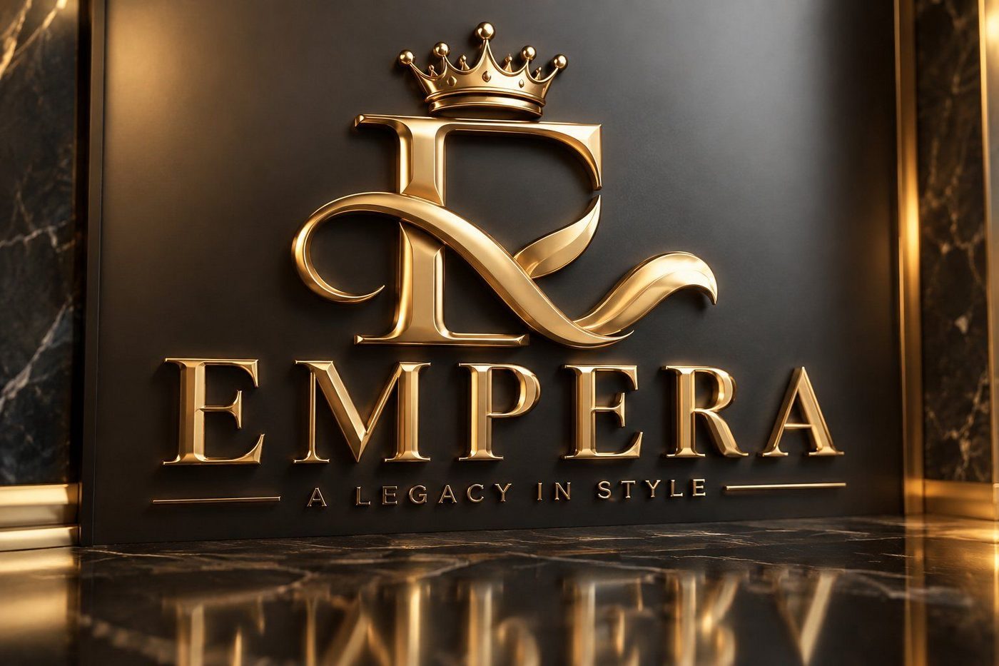 Gold EMPERA crown logo with the words A Legacy In Style