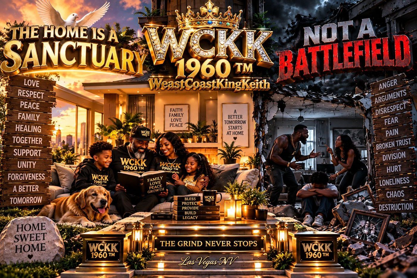 WCKK 1960 TM Home Sanctuary Collection with hoodies, shirts, hats, mugs, books, and pillows
