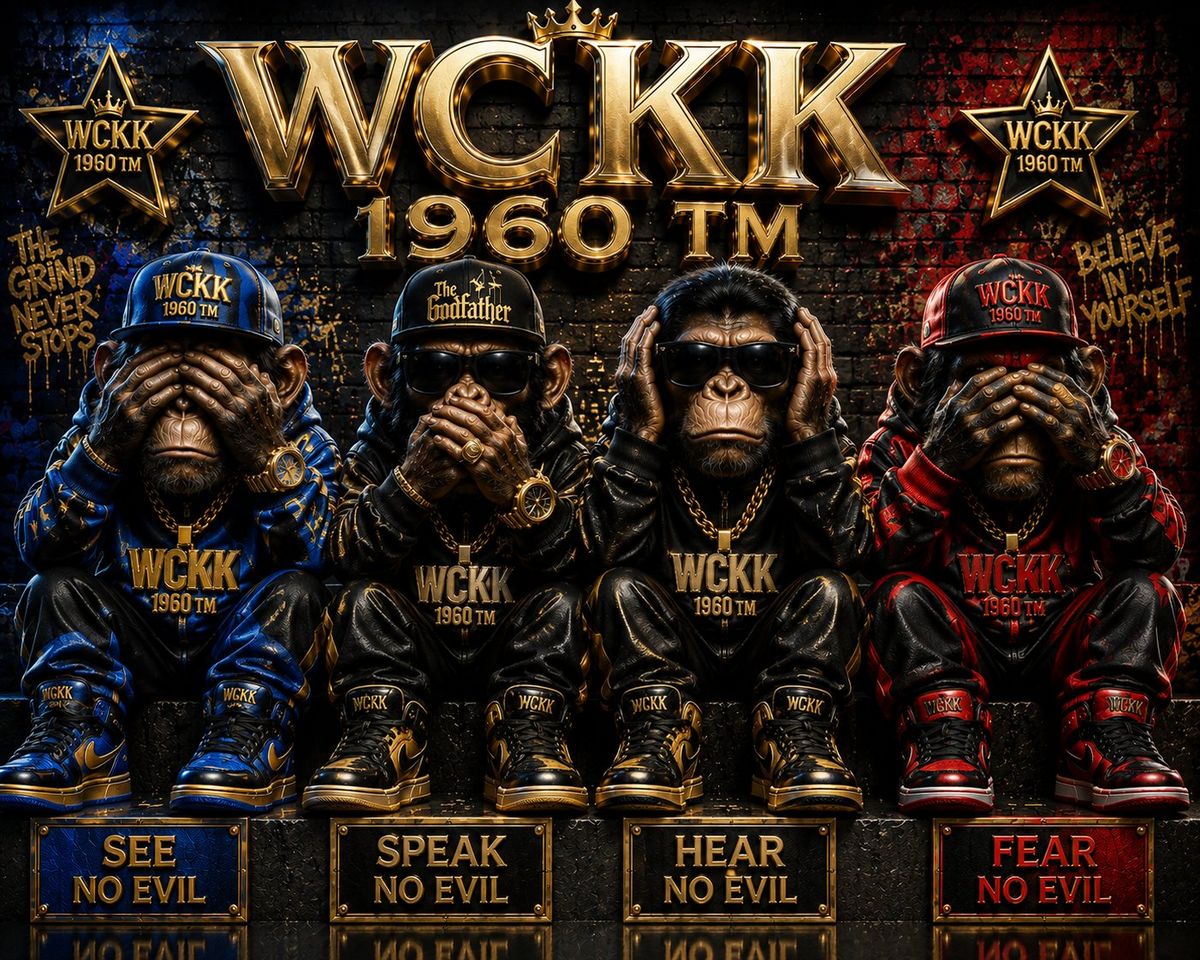 Four chimps artwork representing See No Evil, Speak No Evil, Hear No Evil, and Fear No Evil