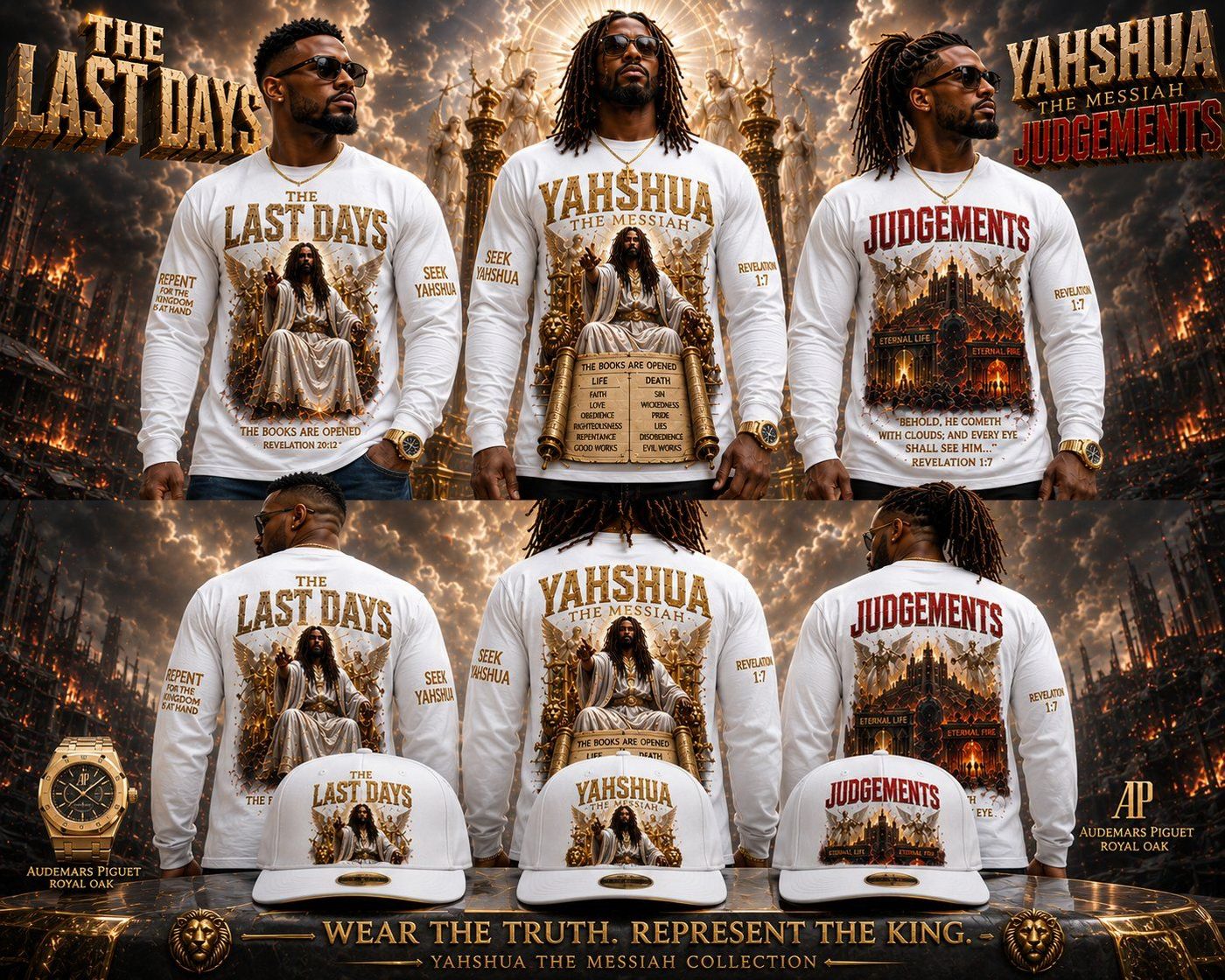 White Yahshua The Messiah long-sleeve shirts and matching caps